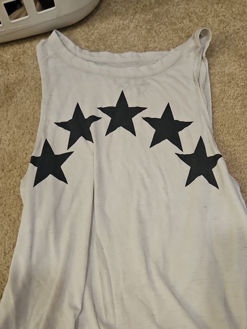 White Sleeveless Star Graphic Tank Top